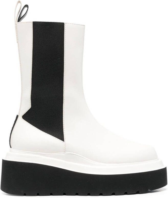 3juin two-tone wedge Chelsea boots White