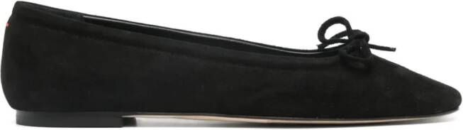 Aeyde bow-detail suede ballerina shoes Black