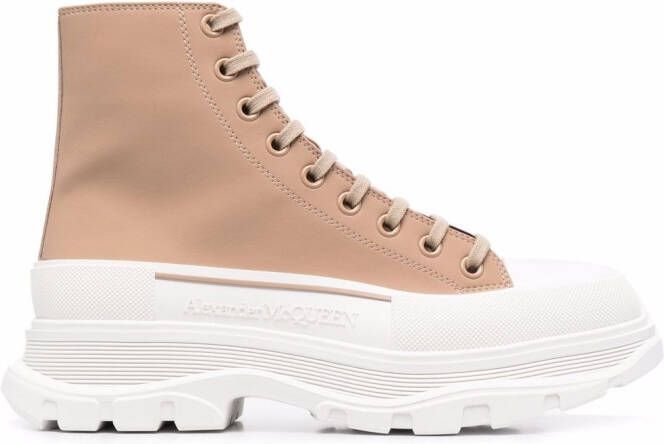 Alexander McQueen debossed-logo high top sneakers Neutrals