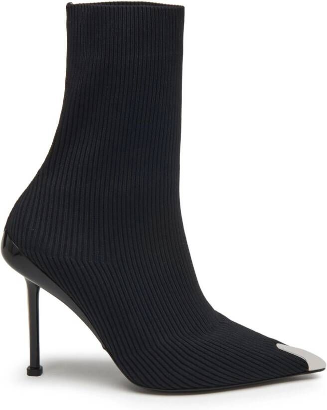 Alexander McQueen Slash 90mm ribbed-knit boots Black - Picture 2