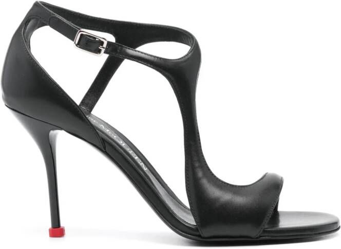 Alexander McQueen Harness 90mm leather sandals Black
