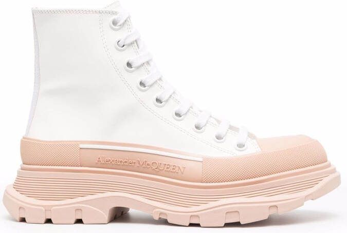 Alexander McQueen Tread Slick lace-up ankle boots White