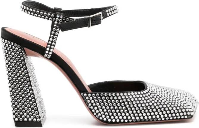 Amina Muaddi 95mm Charlotte crystal-embellished sandals Silver