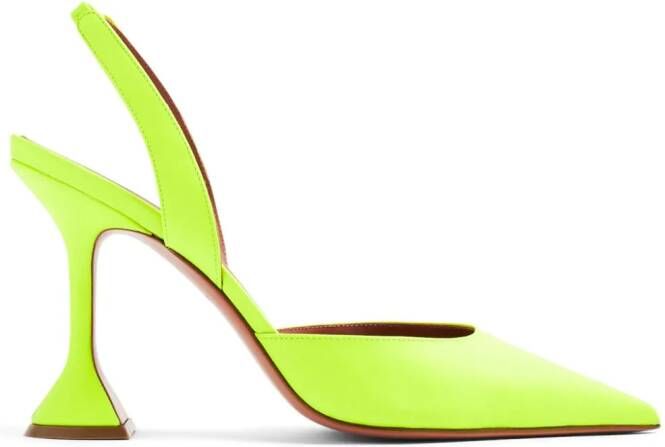 Amina Muaddi Holli 95mm denim slingback pumps Green