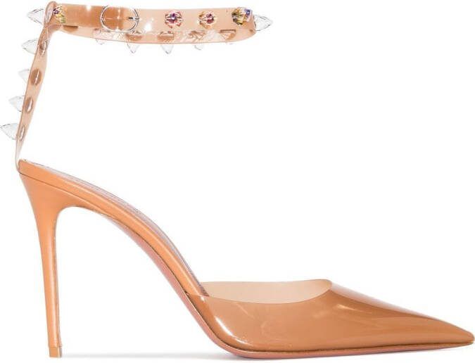 Amina Muaddi Julia 95mm glass PVC pumps Brown