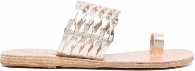 Ancient Greek Sandals metallic-effect leather mules Gold