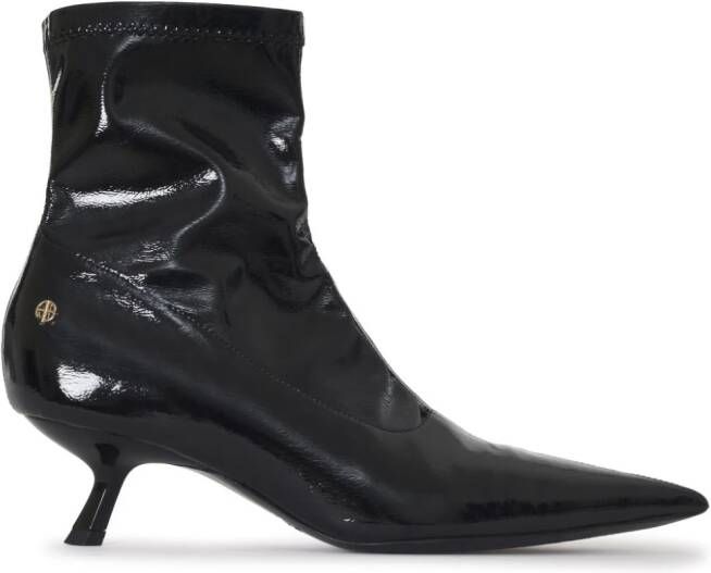 ANINE BING Hilda high-shine ankle boots Black