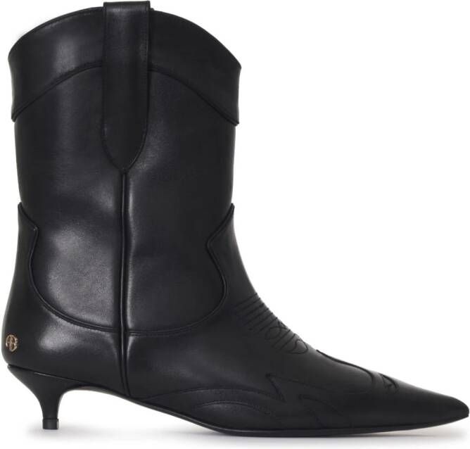 ANINE BING Rae logo-plaque boots Black