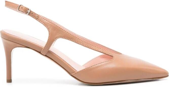 Anna F. 75mm slingback leather pumps Brown