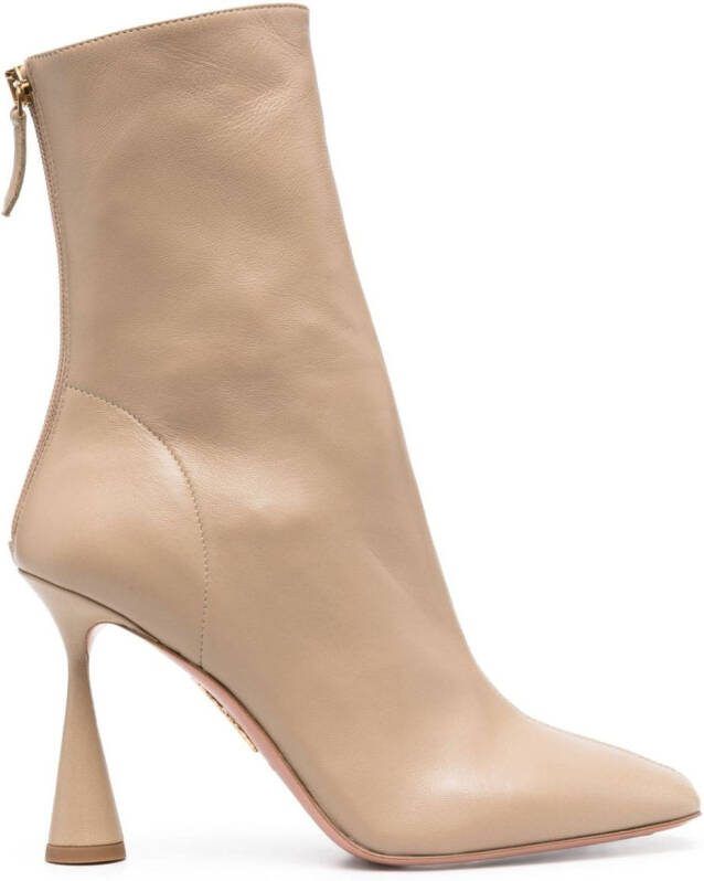 Aquazzura 100mm leather ankle boots Neutrals