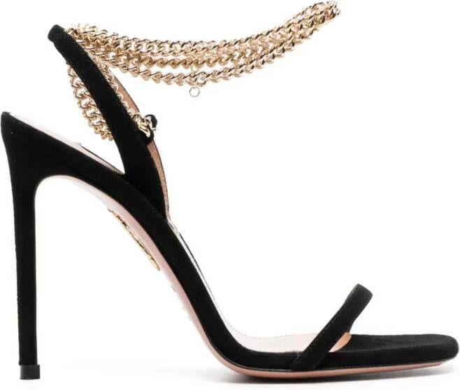 Aquazzura 116mm chain-link suede pumps Black