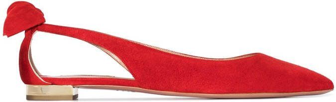 Aquazzura Bow Tie suede ballerinas Red