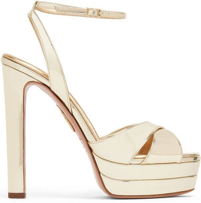 Aquazzura Divine Plateau 130mm platform sandals Gold