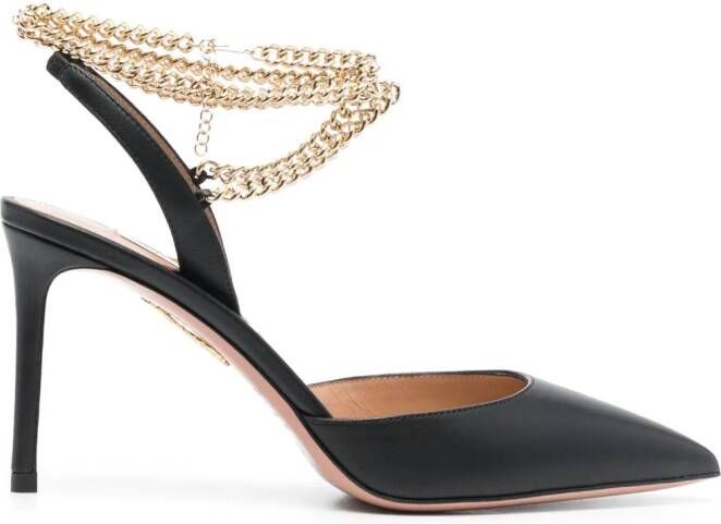 Aquazzura Flash 95mm leather pumps Black