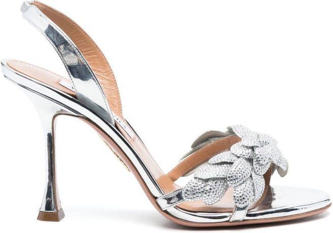 Aquazzura Galactic Flower 95mm sandals Silver