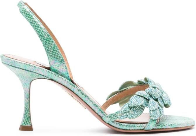 Aquazzura Glactic Flower 75mm leather sandal Blue