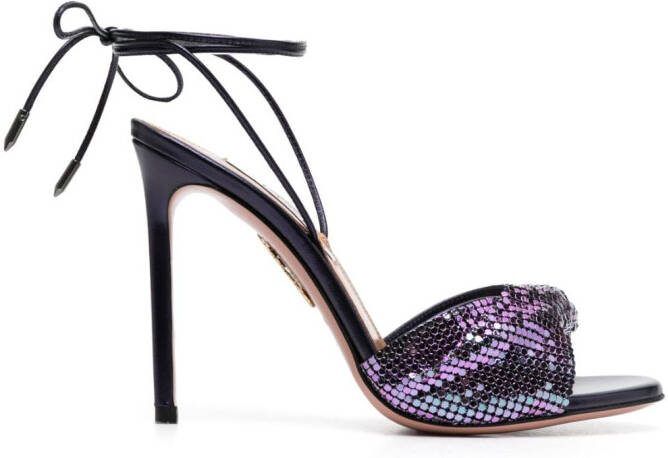Aquazzura lace-up 110 mesh sandals Purple