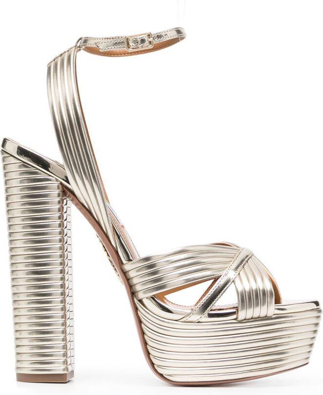 Aquazzura Sundance 140mm platform sandals Gold