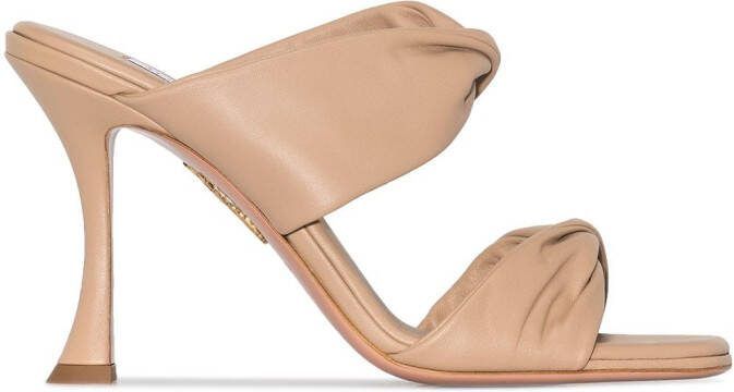 Aquazzura Twist 95mm leather sandals Neutrals