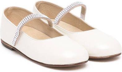 BabyWalker crystal-embellished ballerina shoes White