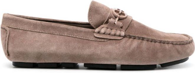 Baldinini logo-plaque suede loafers Brown