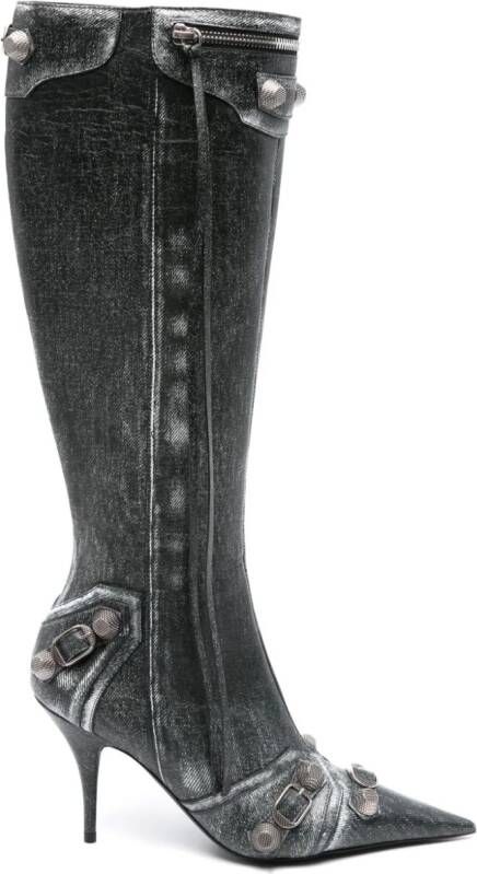 Balenciaga 90mm Cagole leather boots Grey
