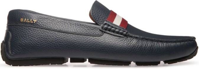 Bally Pilot Driver in Grained Leather wide foot morphology Blue