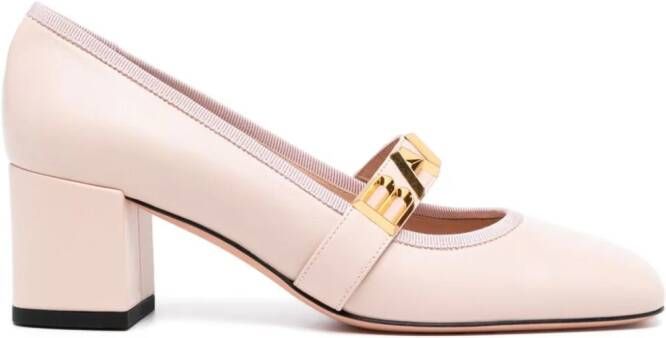 Bally Spell 55mm lettering-detail leather pumps Pink