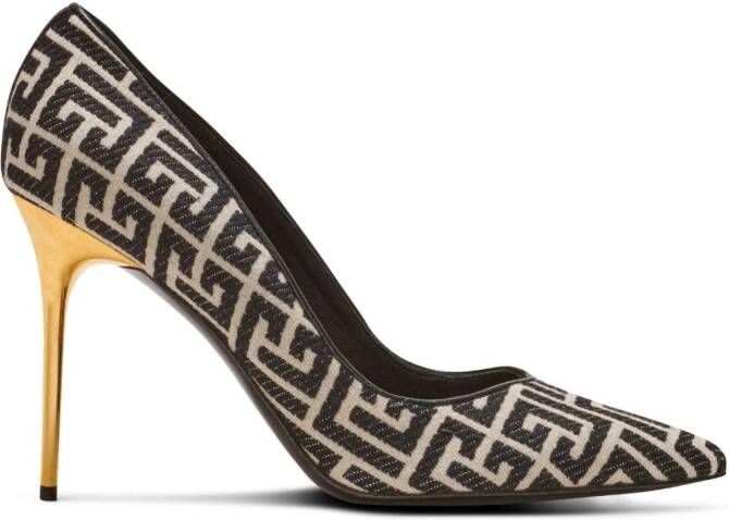 Balmain 95mm Ruby monogram pumps Black