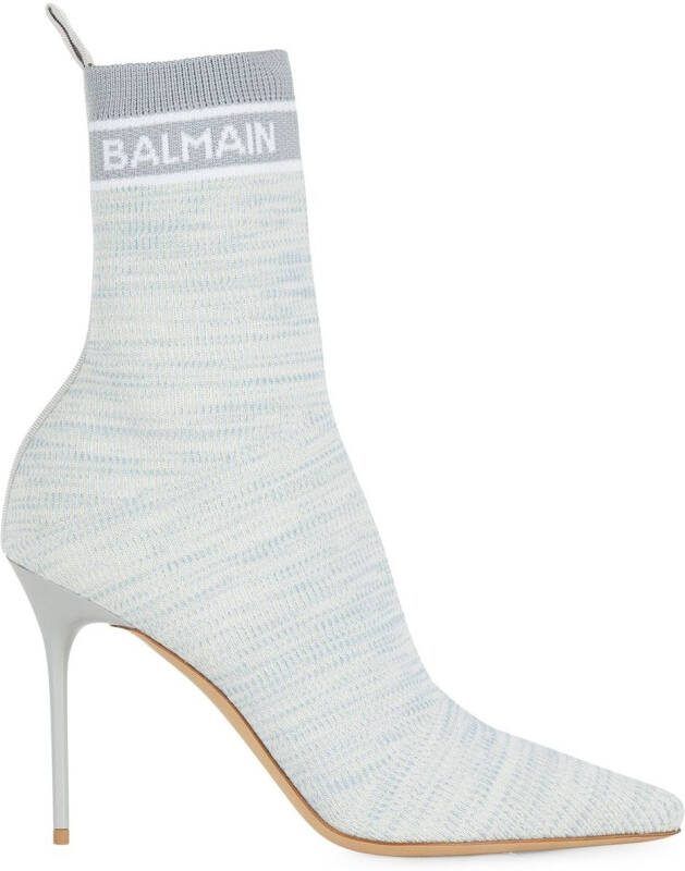 Balmain Skye 95mm knit ankle boots Blue