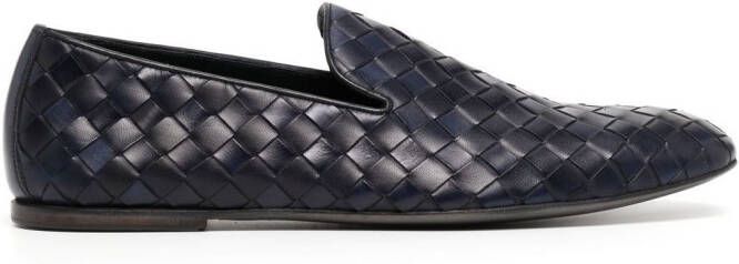 Barrett woven-leather loafers Blue