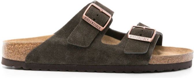 Birkenstock Arizona buckled suede sandals Brown