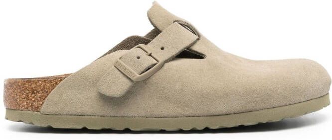 Birkenstock Boston suede slippers Green