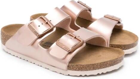 Birkenstock Kids Arizona metallic flip flops Pink