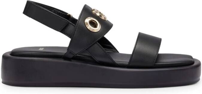 BOSS eyelet-embellishment leather sandals Black