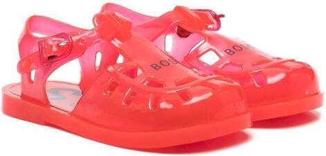 BOSS Kidswear logo-print detail jelly shoes Red