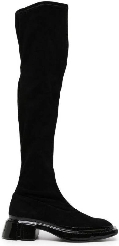Both knee-high low-heel boots Black