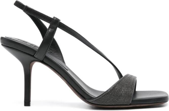 Brunello Cucinelli 95mm Monili-chain leather sandals Silver