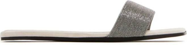 Brunello Cucinelli Monili leather slides Silver