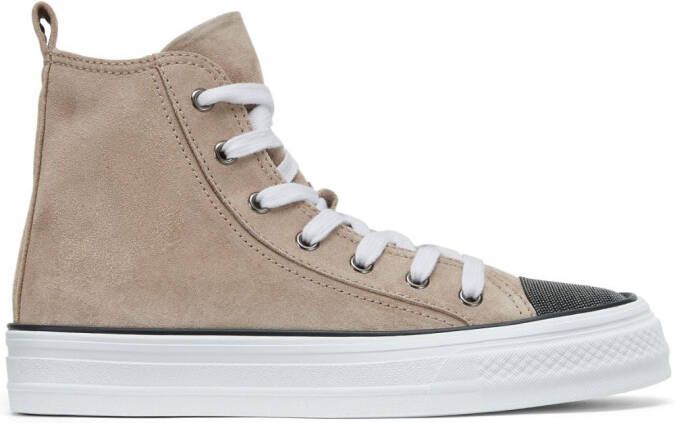 Brunello Cucinelli panelled lace-up sneakers Brown