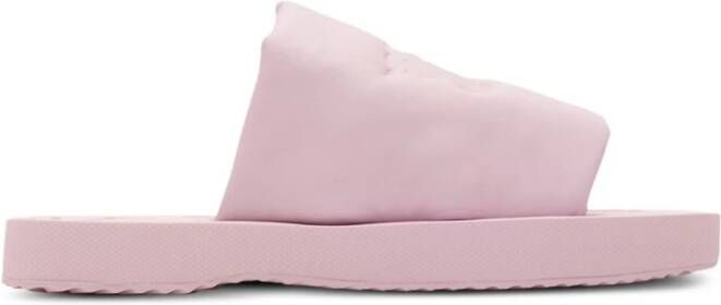 Burberry EKD-debossed leather slides Pink