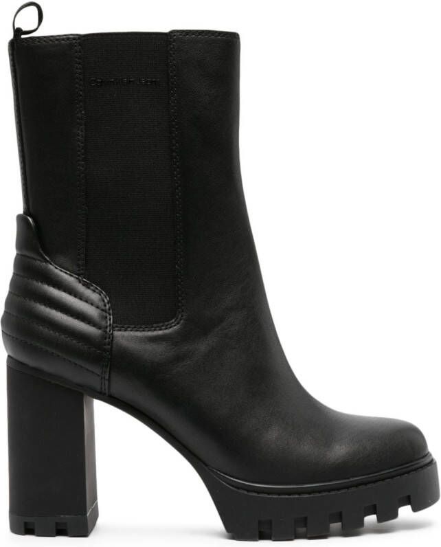 Calvin Klein Jeans 90mm quilted-panel leather platform boots Black