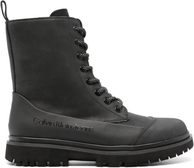 Calvin Klein Jeans panelled leather ankle boots Black
