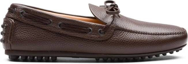 Car Shoe bow-detail leather driving shoes Brown