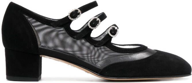 Carel Paris mesh-panelled suede pumps Black