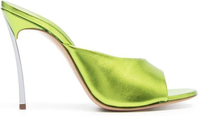 Casadei 105mm metallic leather sandals Green