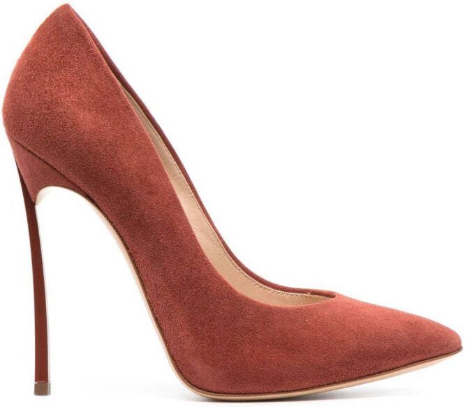Casadei Blade 120mm pointed-toe suede pumps Brown