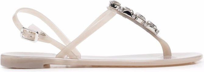 Casadei crystal-embellished jelly sandals Grey