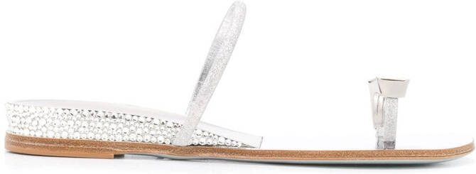Casadei crystal toe strap sandals Silver