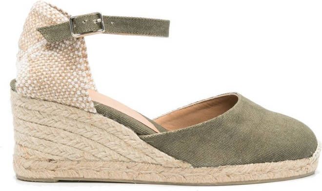 Castañer 75mm Carol raffia-wedge espadrilles Green